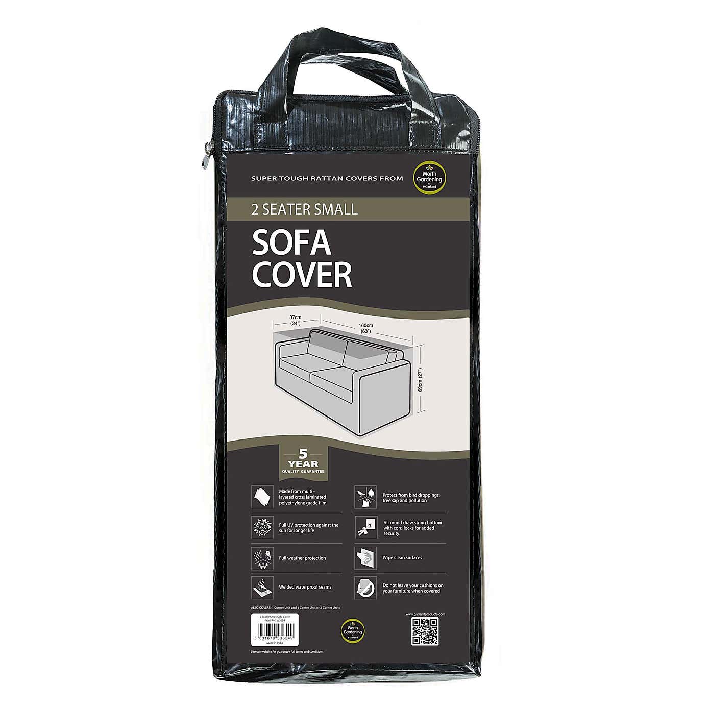 Garland Black 2 Seater Small Sofa Cover