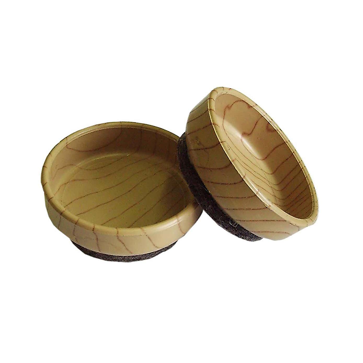Castor Cups Felt Base 60mm Pack of 4 Light Wood Grain