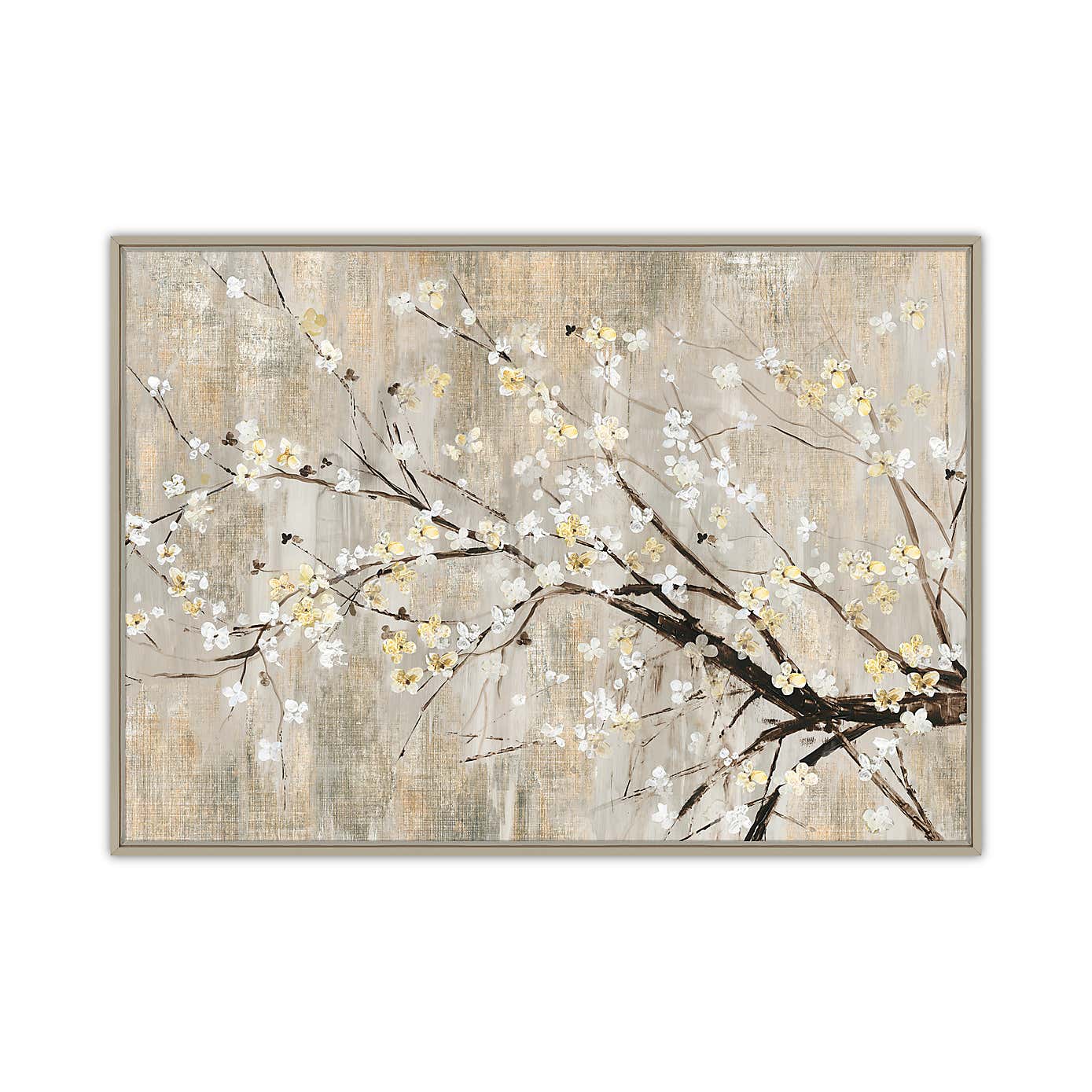 Silver Apple Blooms Framed Canvas