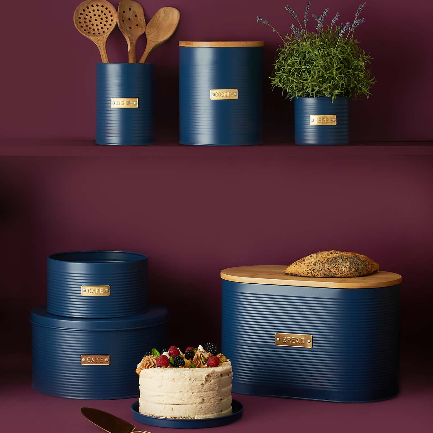 Typhoon Otto Set of 2 Round Navy Cake Tins