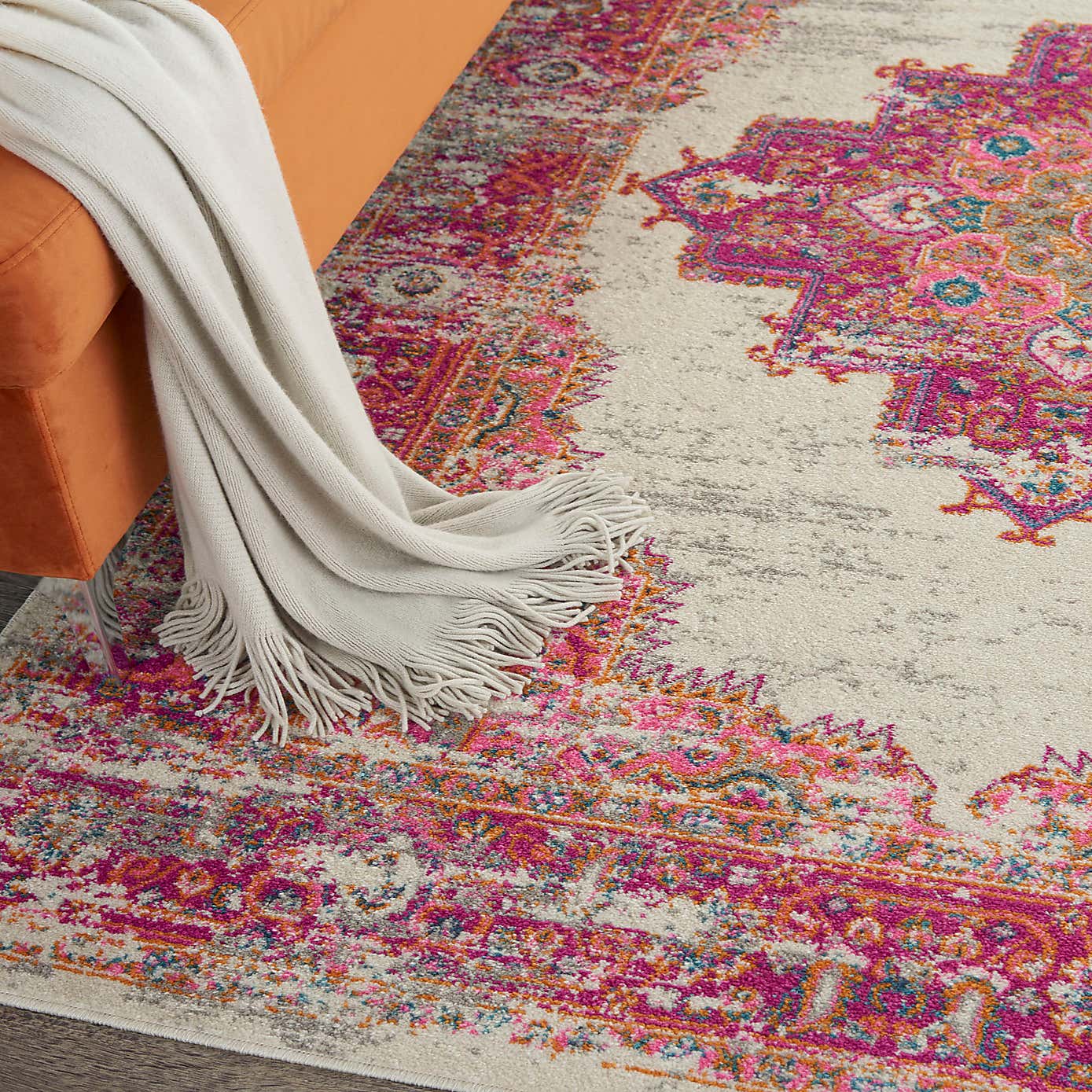 Ivory and Fuchsia Passion Rug