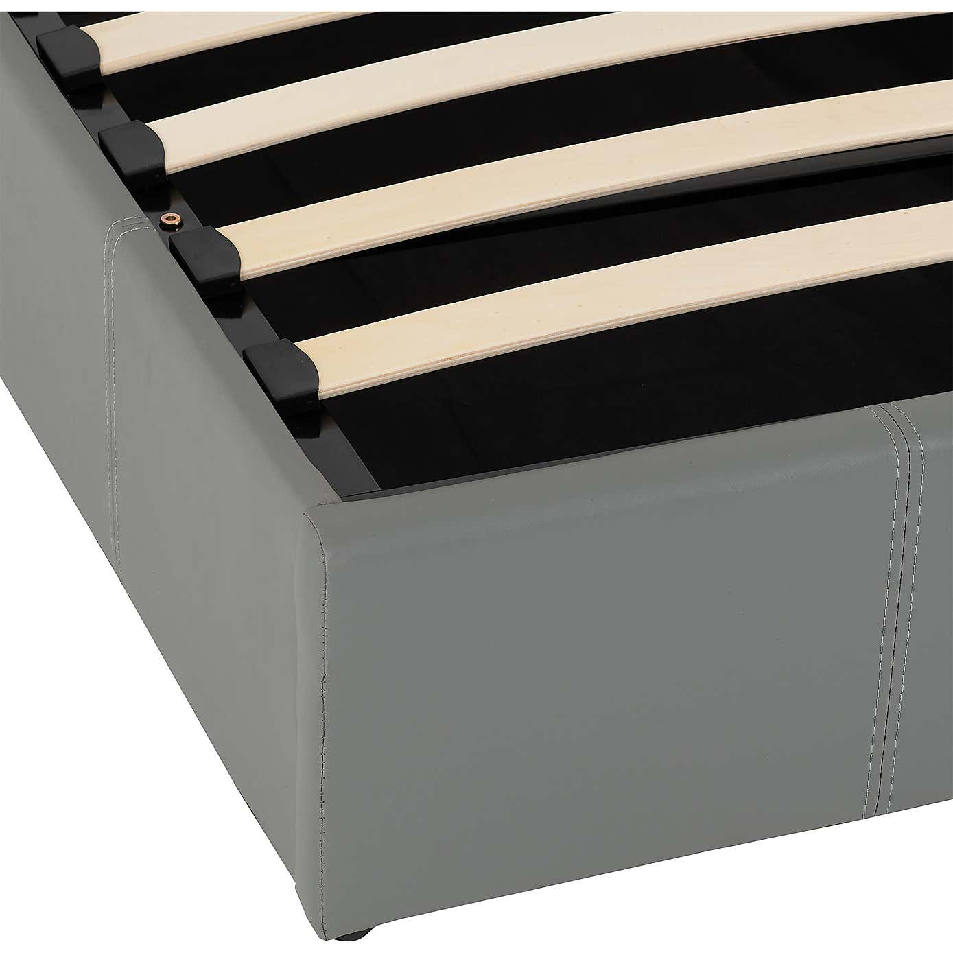 Waverley Faux Leather Ottoman Bedstead - Grey