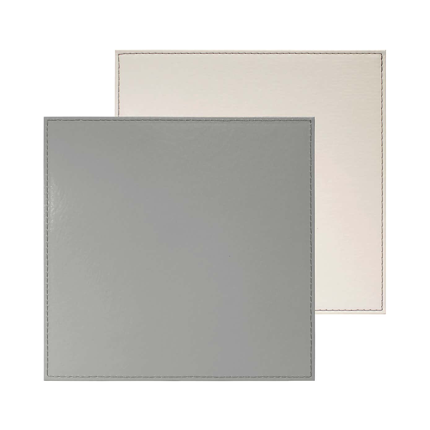 Set of 4 Reversible Cream & Grey Faux Leather Placemats