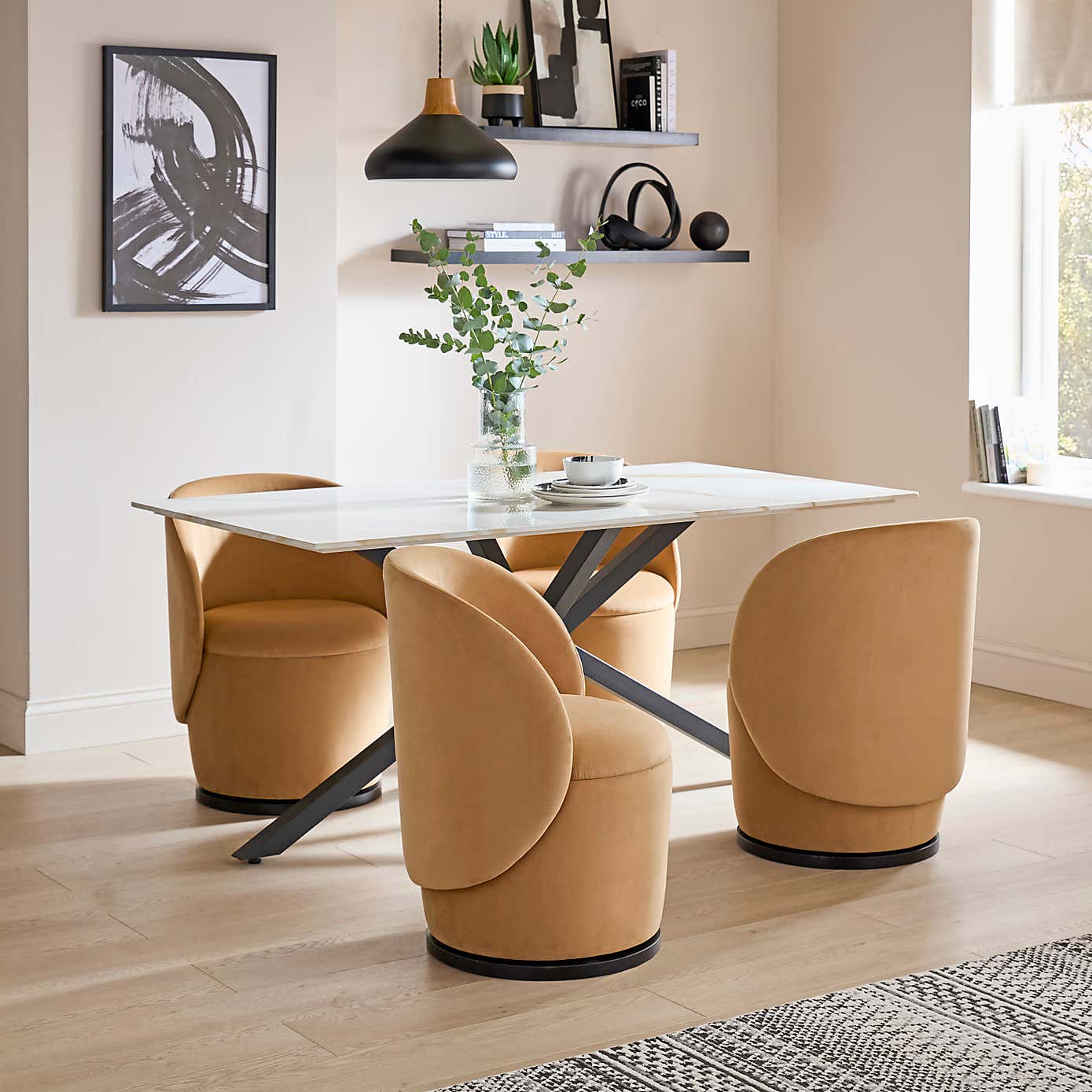 Jaylen Swivel Dining Chair, Velvet