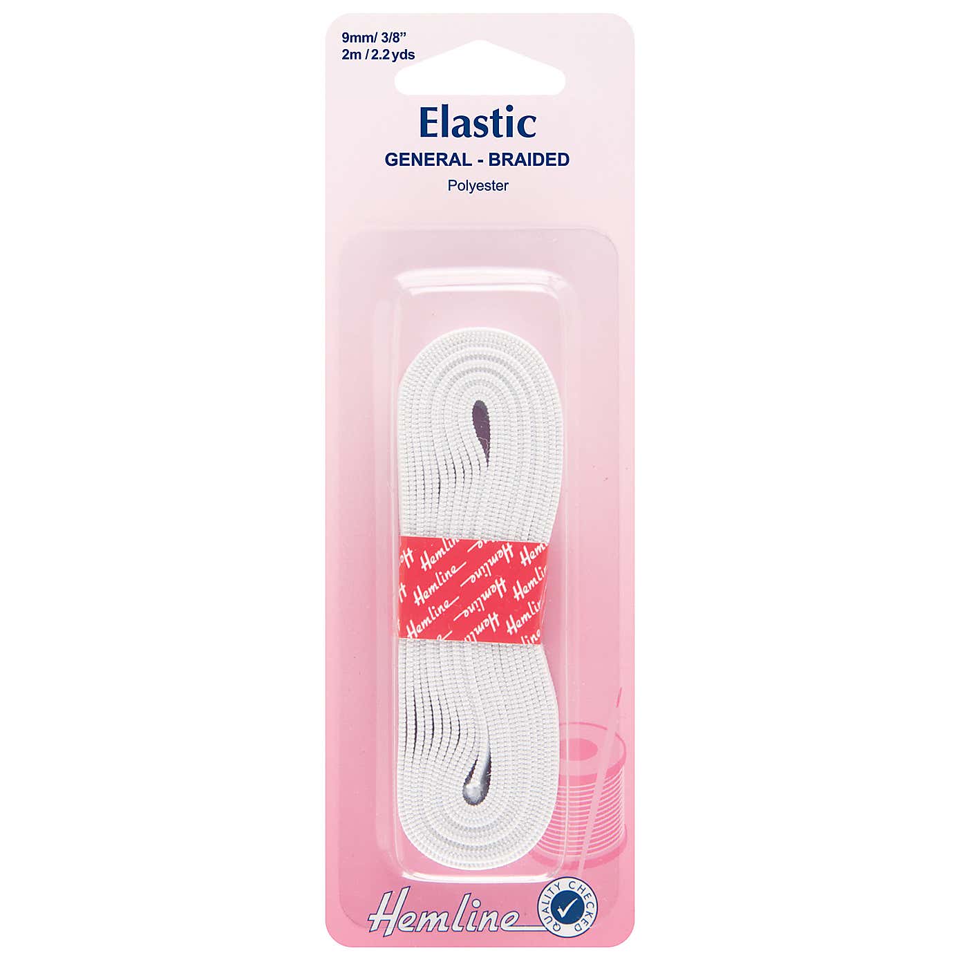 Hemline White Elastic 2m