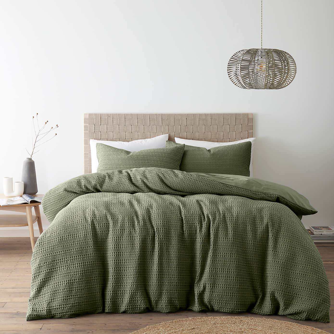 Amberley Waffle Cotton Silver Duvet Cover and Pillowcase Set