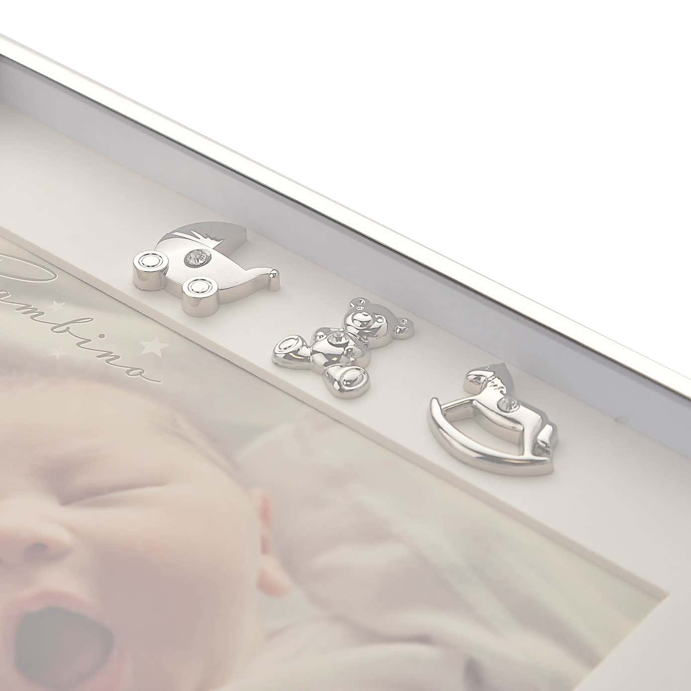 Bambino Thin Silver Plated  3 Icons Border Frame