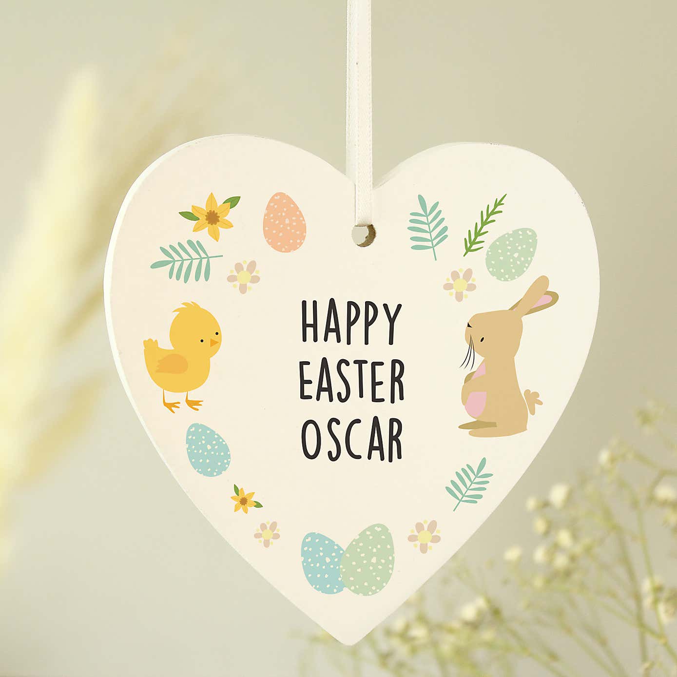 Personalised First Easter Heart Tree Decoration