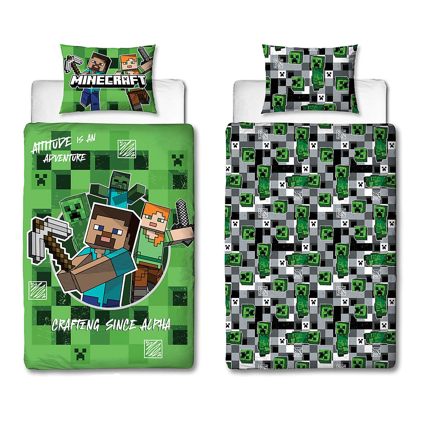 Minecraft Block Check Single Duvet Cover and Pillowcase Set