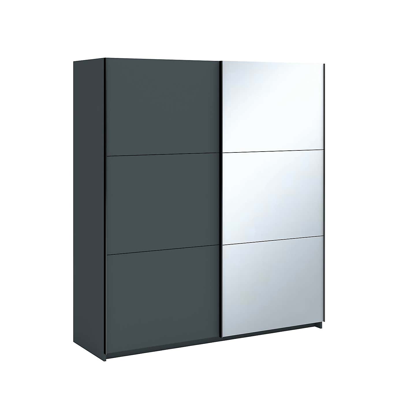 Norland Anthracite 2 Door Sliding Full Mirrored Wardrobe