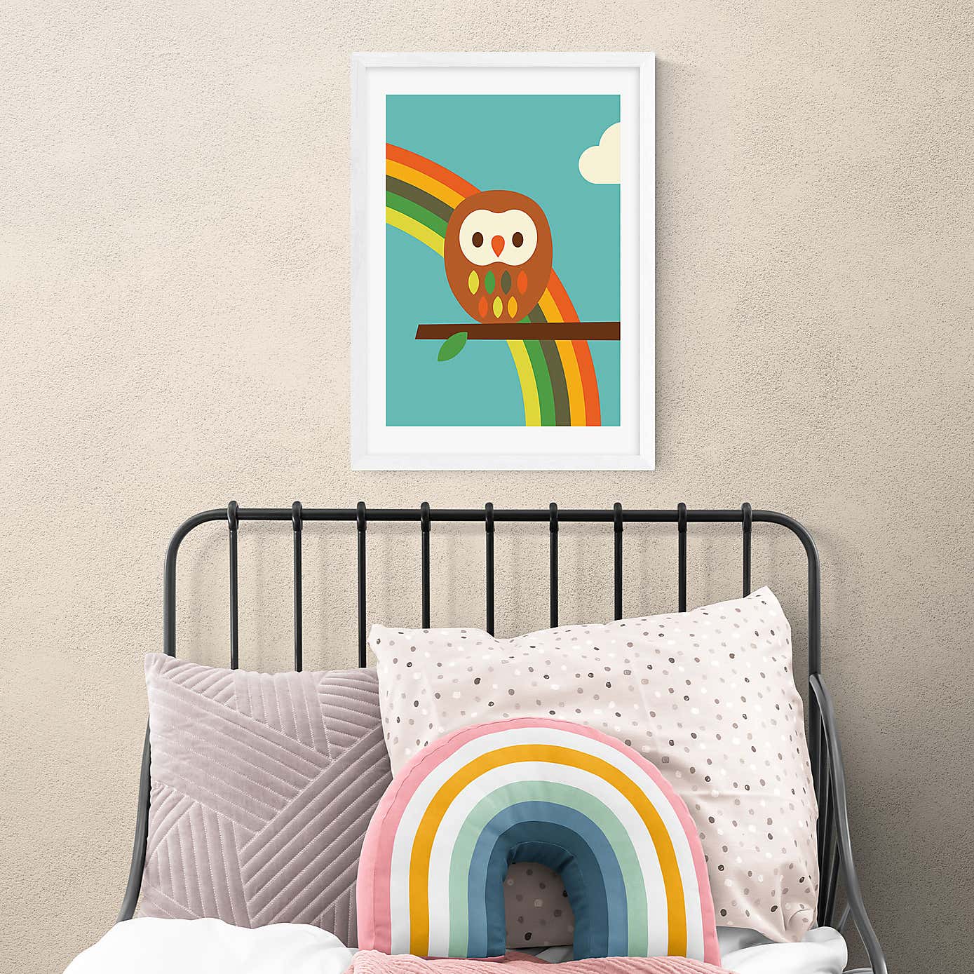 East End Prints Owl and Rainbow Print
