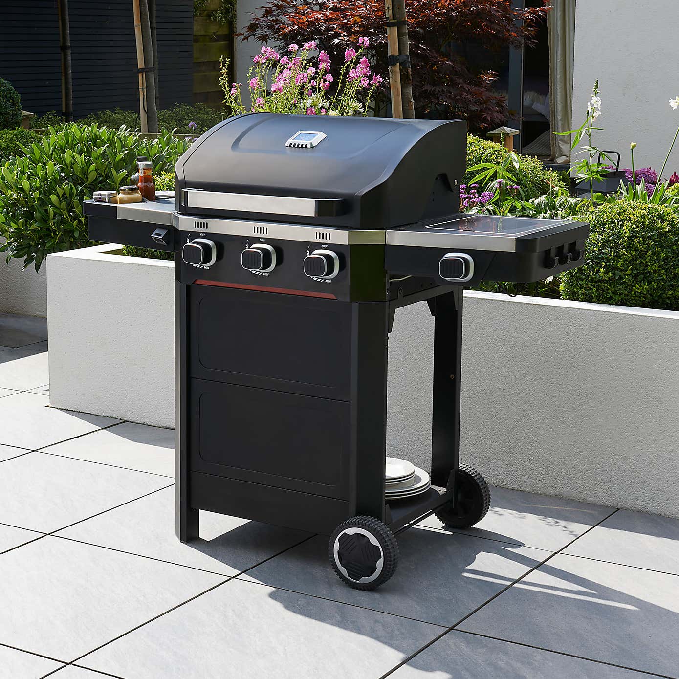 Norfolk Grills Atlas 300 Gas BBQ, 3 Burner with Side Burner & Cabinet