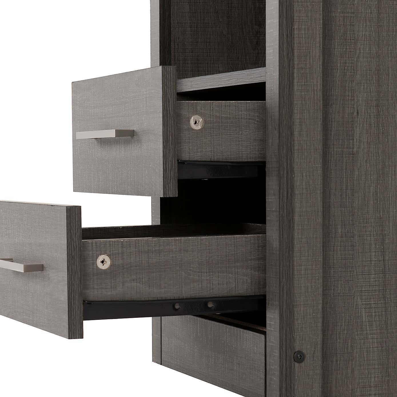 Lennon 2 Drawer & 1 Shelf Bedside Table, Black