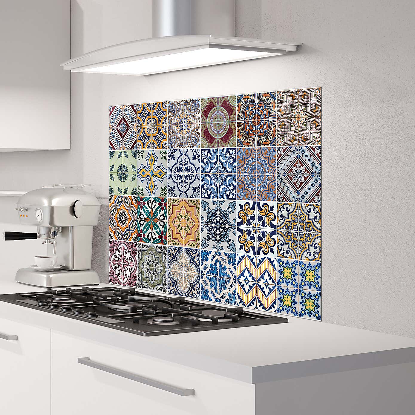 Azulejos Multicoloured Self Adhesive Kitchen Panel