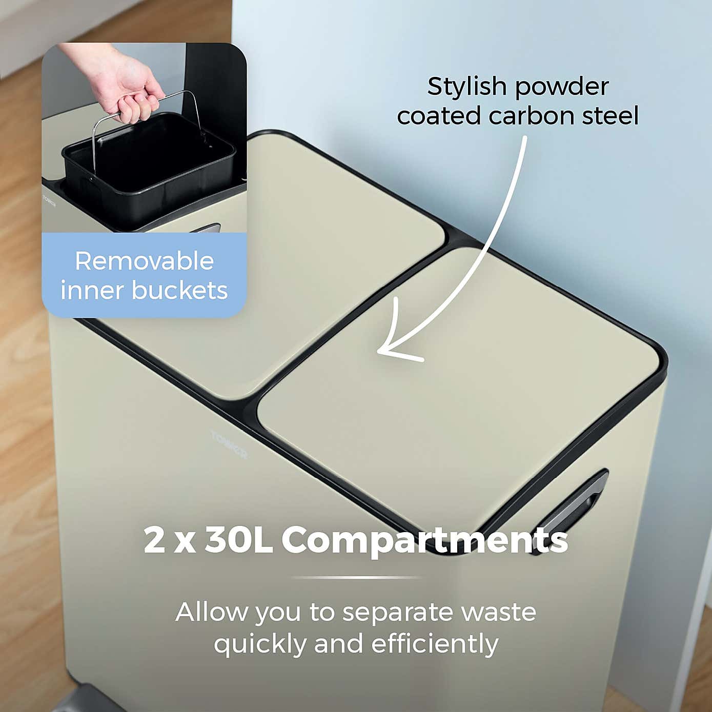 Tower 60L Recycling Pedal Bin