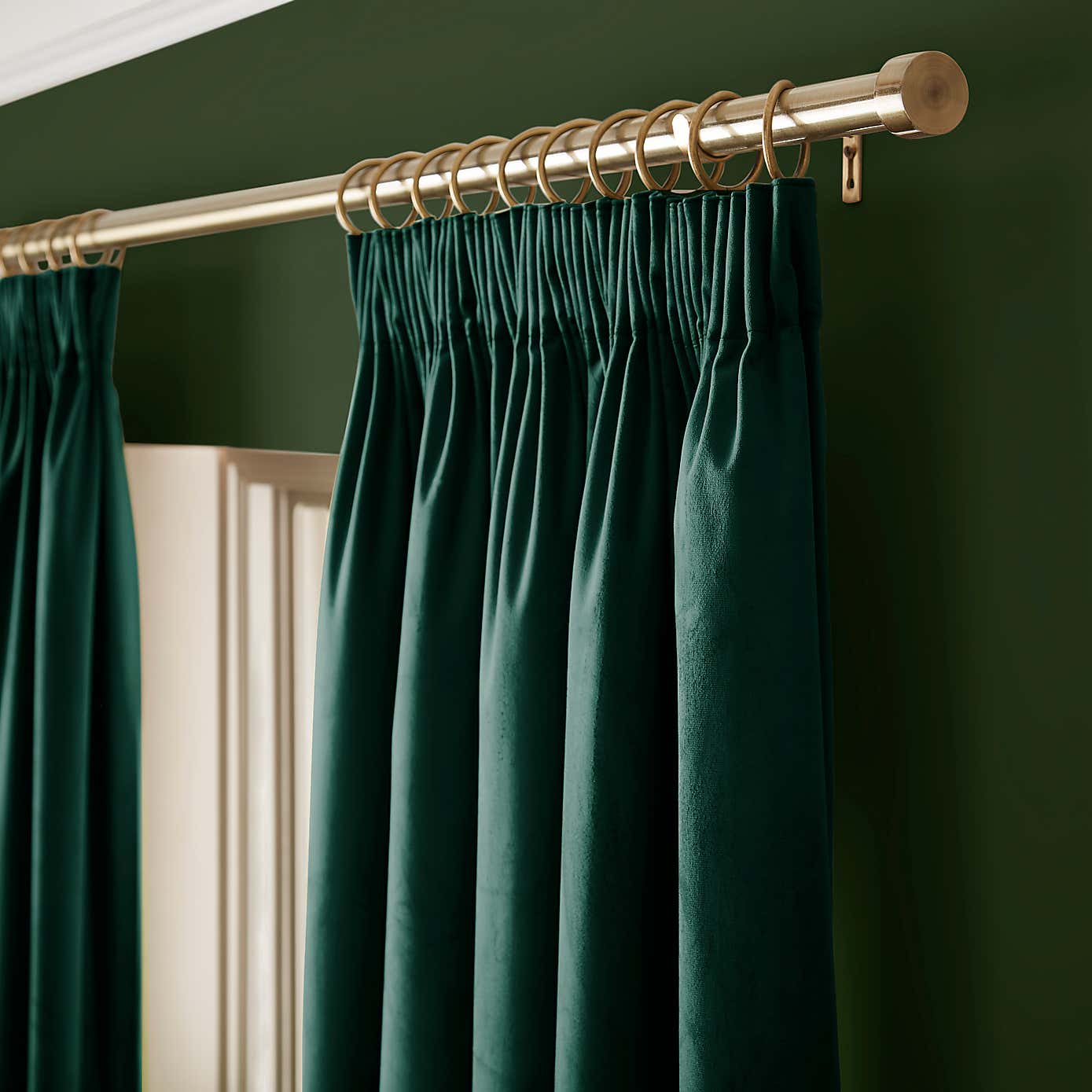Recycled Velour Olive Pencil Pleat Curtains