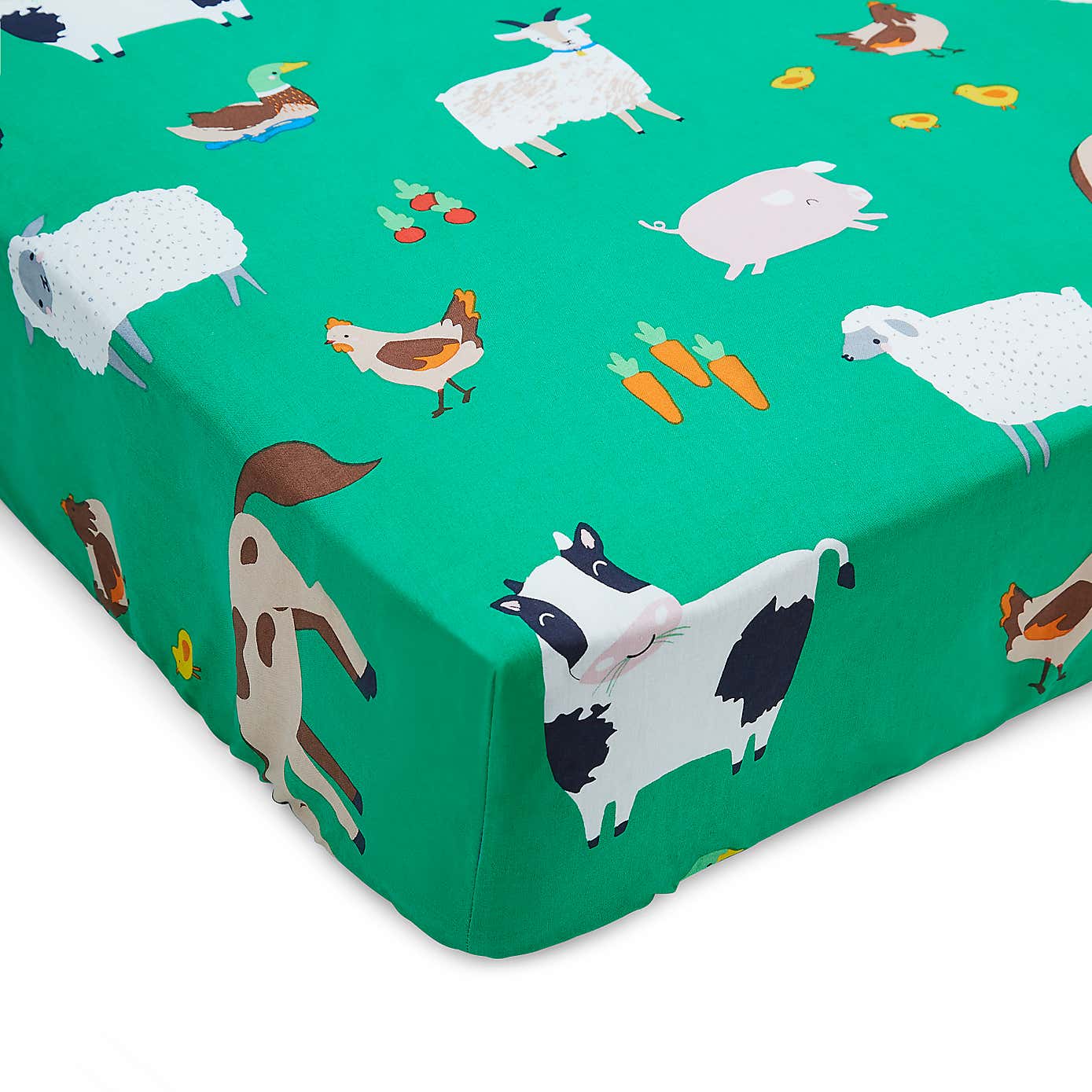 Catherine Lansfield Farmyard Animals Green Fitted Sheet