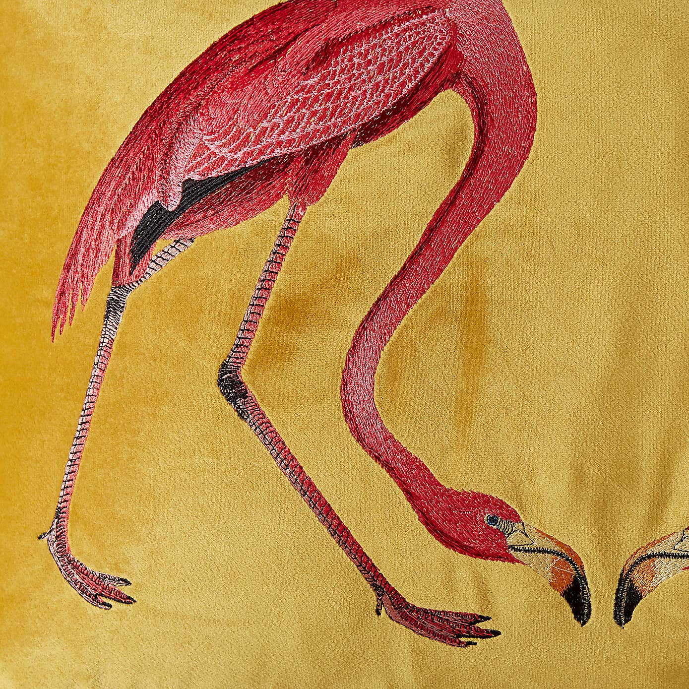 Flamingo Embroidery Cushion Chartreuse