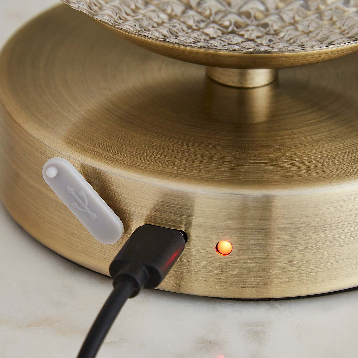 Cassia Pressed Glass Rechargeable Table Lamp