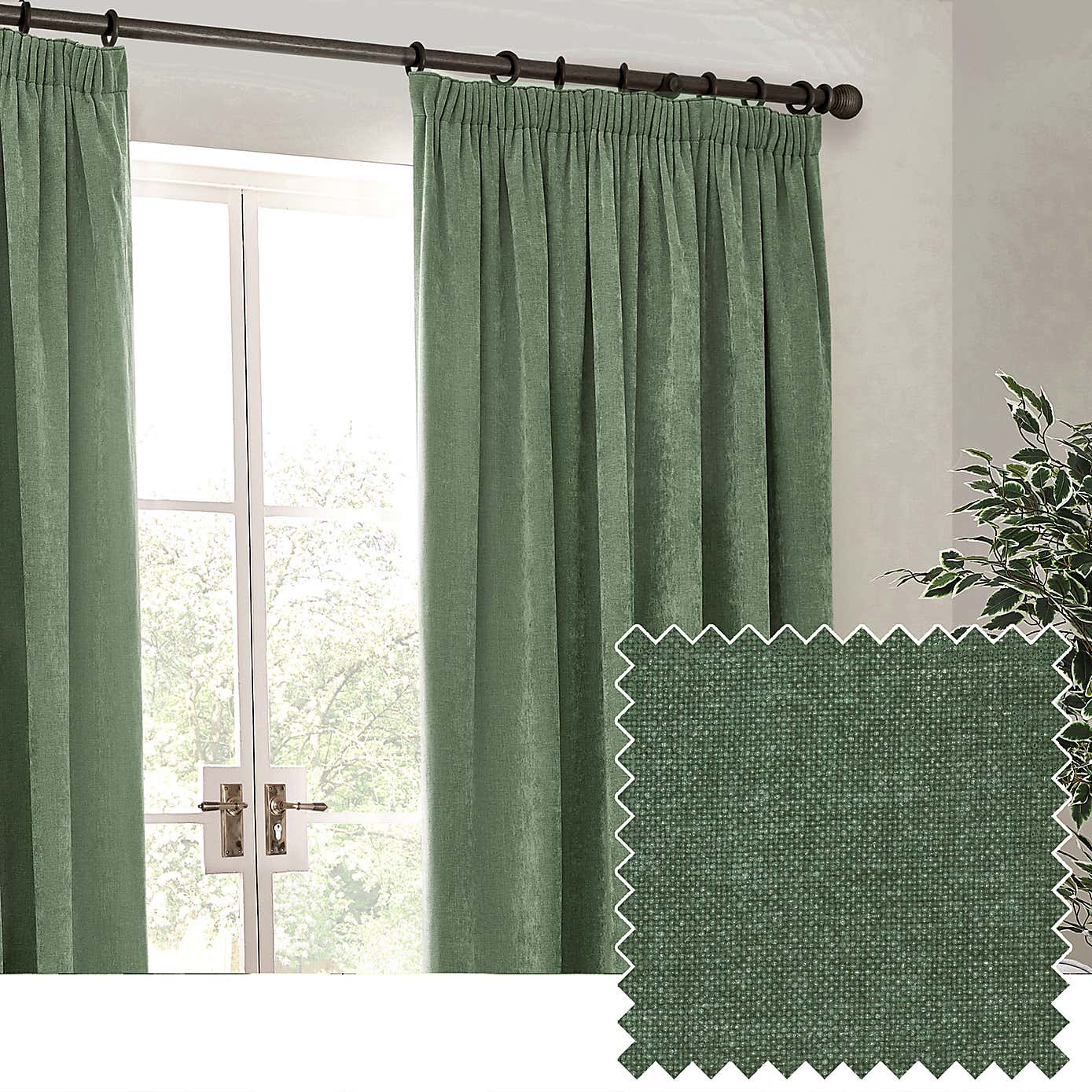 Yard Heavy Chenille Pencil Pleat Curtains