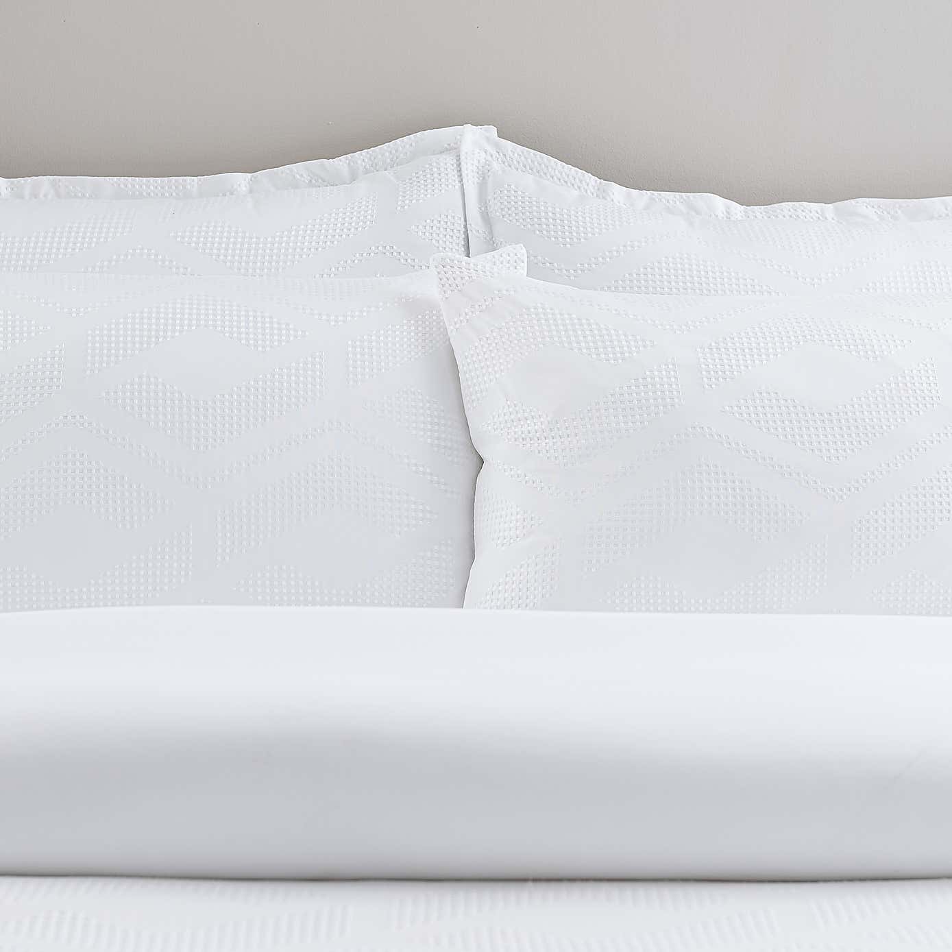 Croston Waffle White Duvet Cover and Pillowcase Set
