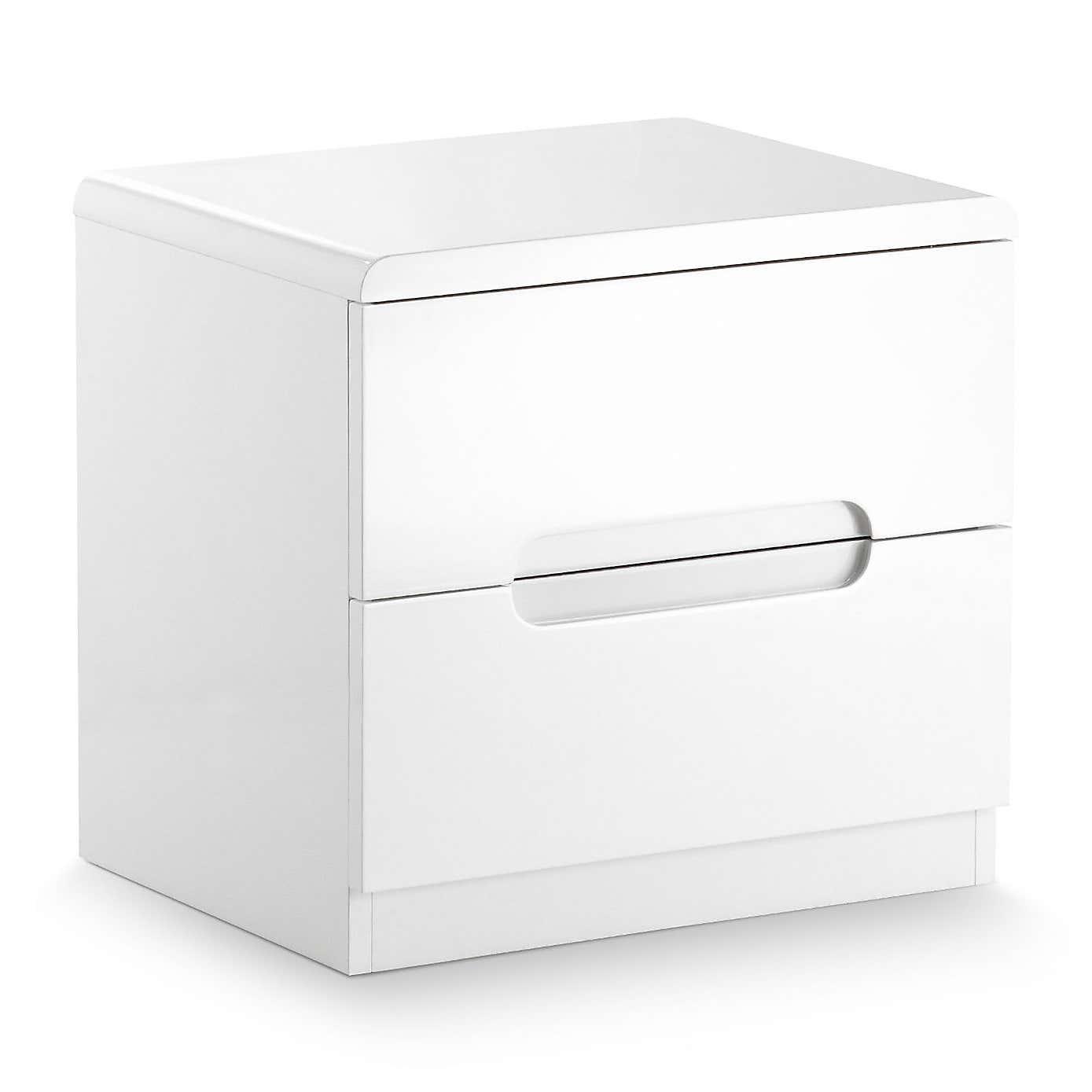 Manhattan White 2 Drawer Bedside Table