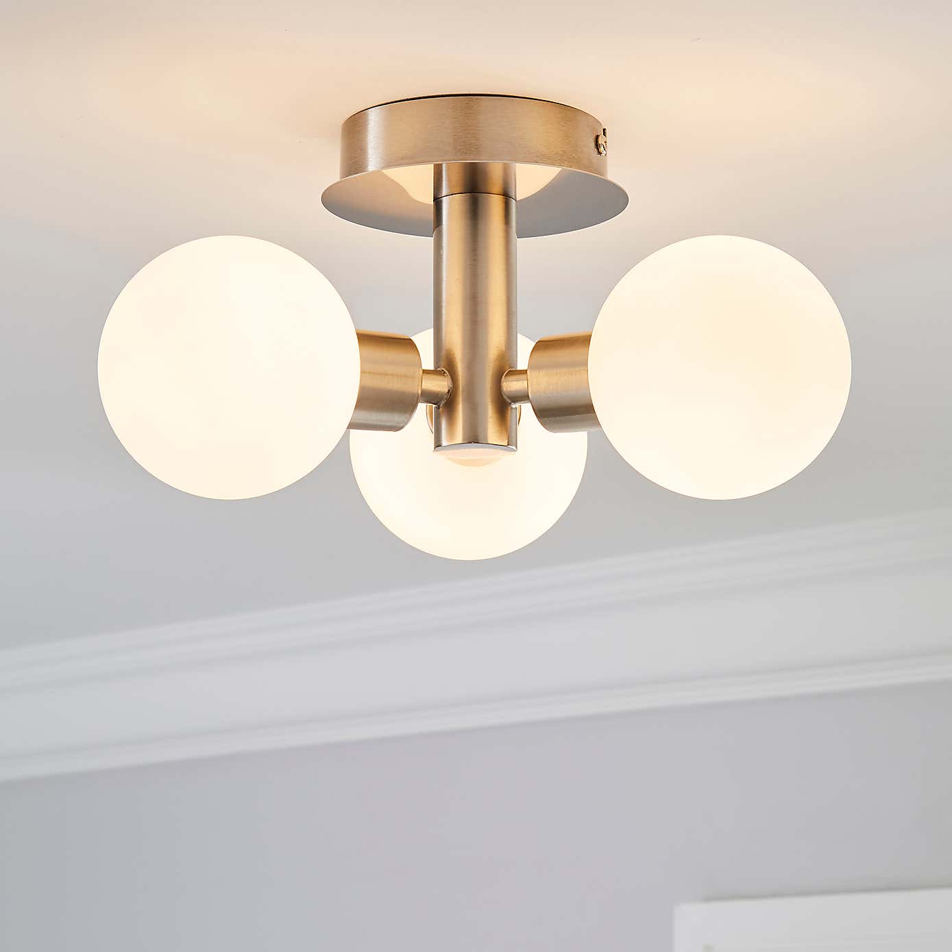 Hamptworth 3 Light Frosted Glass Semi-Flush Ceiling Fitting