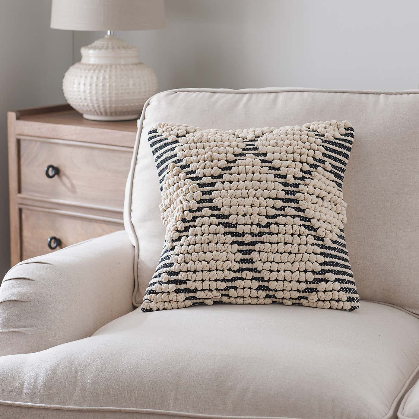 Jersey Bobble Diamond Square Cushion