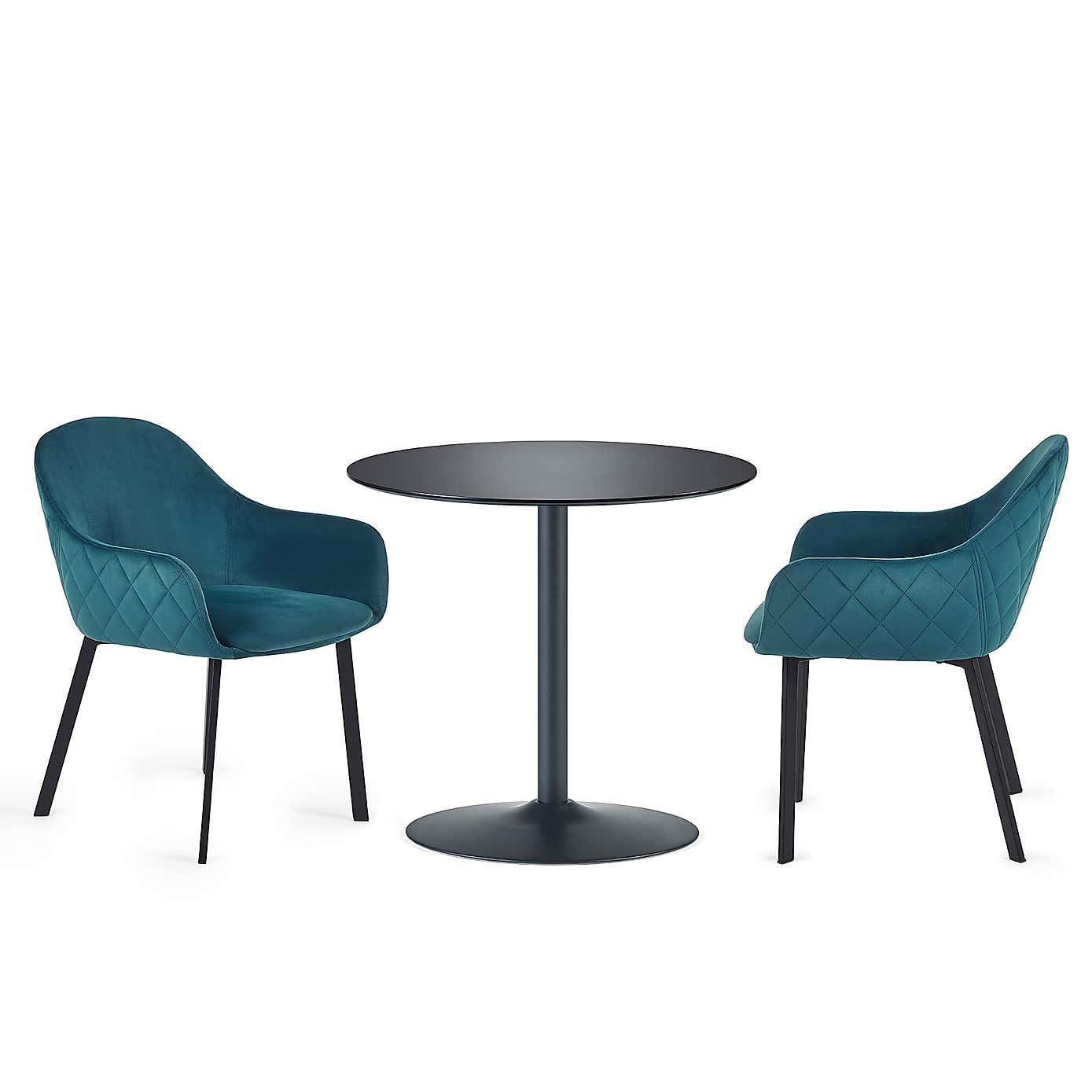 Nero 80cm Dining Table Table with 2 Lima Dining Chairs