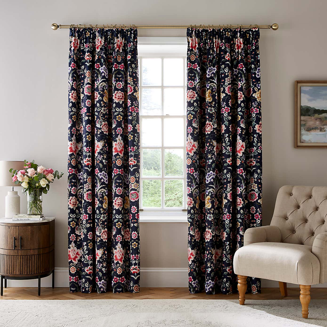 Dorma Midnight Garden Blackout Pencil Pleat Curtains