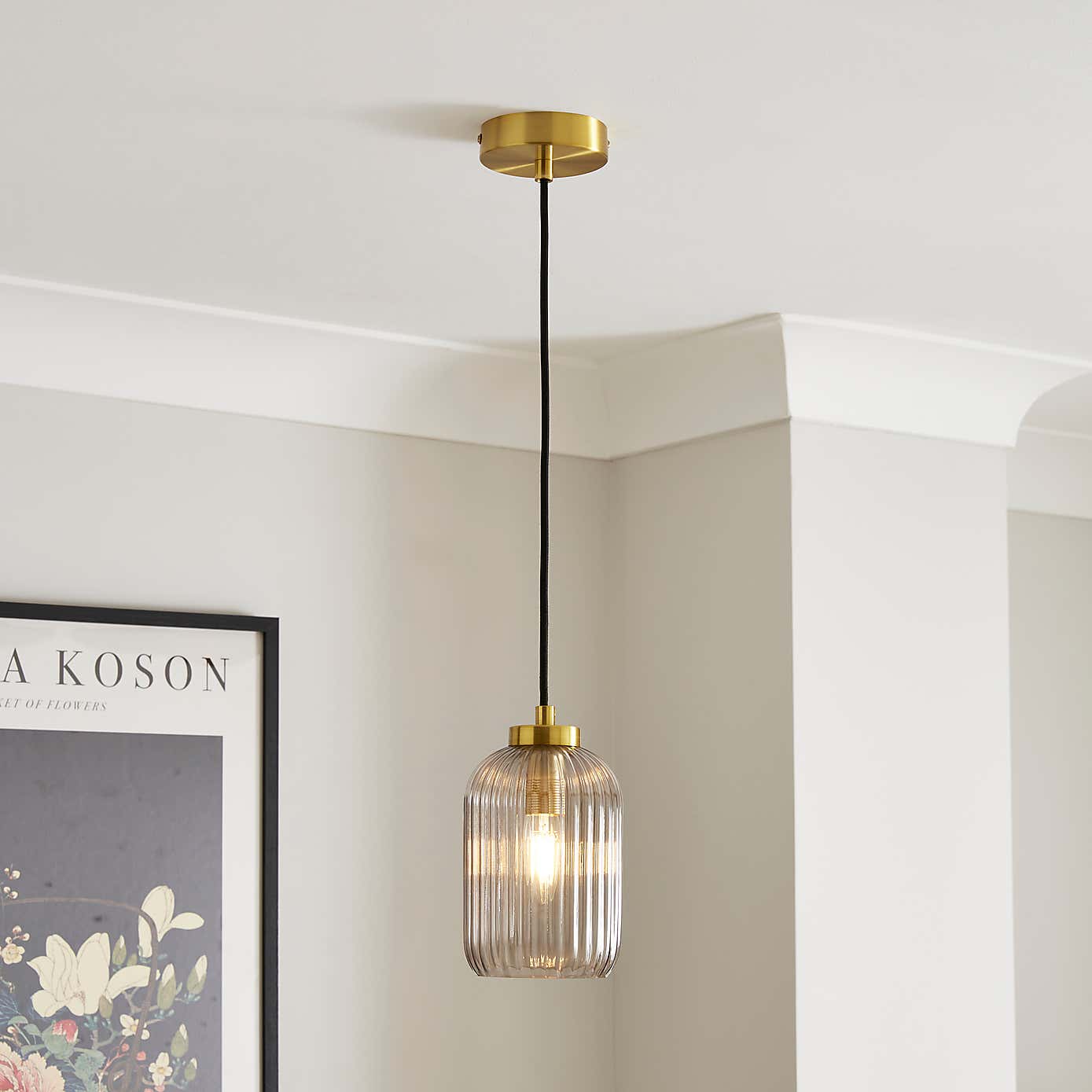 Riley Industrial Ribbed Adjustable Pendant Light