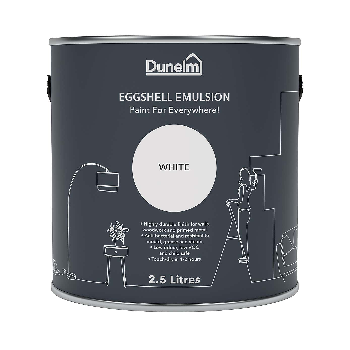 Dunelm Brilliant White Eggshell Emulsion Paint