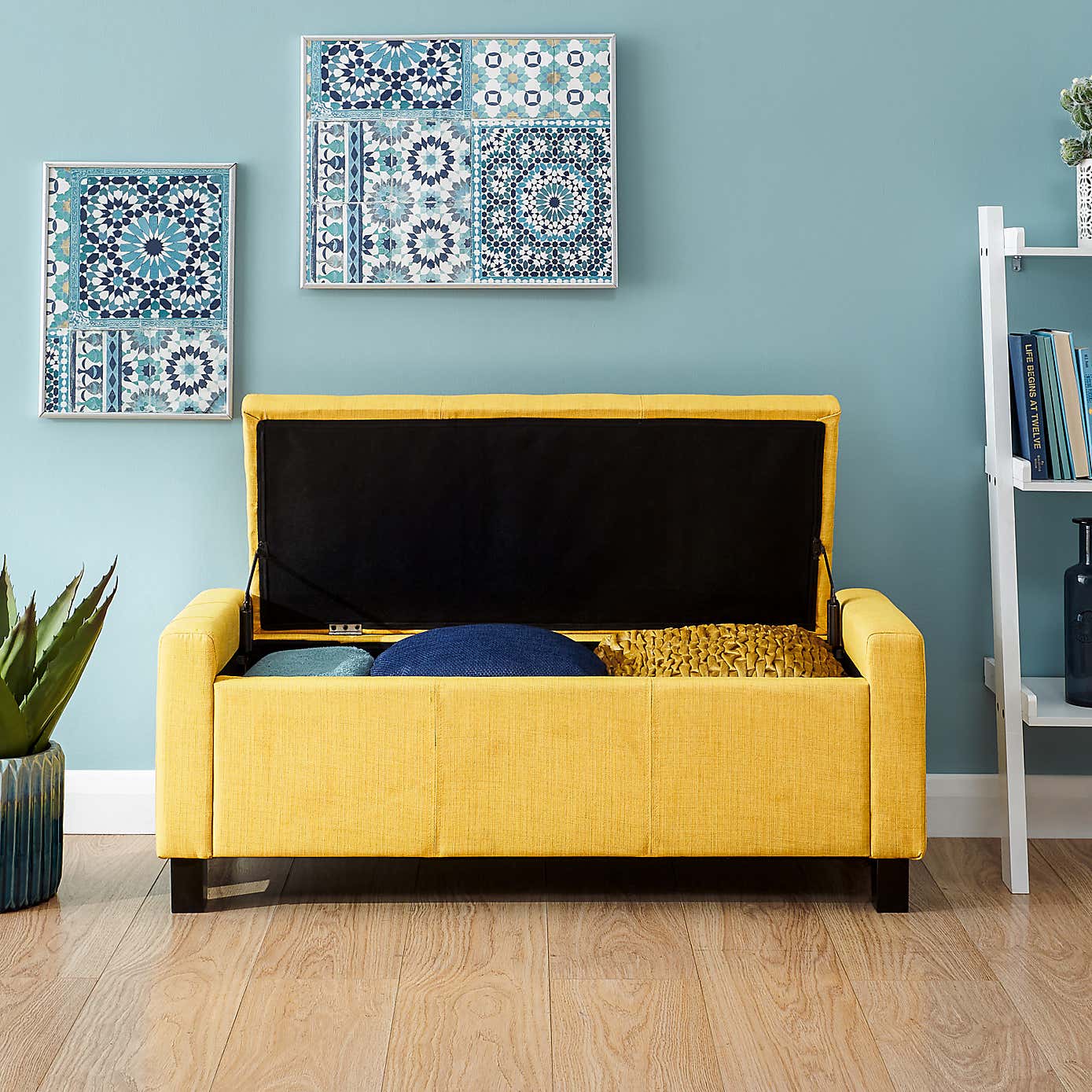 Verona Upholstered Ottoman Bench Mustard