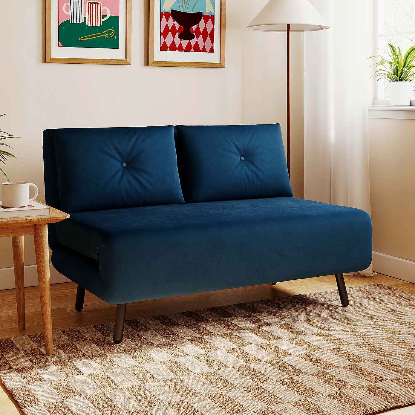 Phoebe Velvet Small Double Sofa Bed