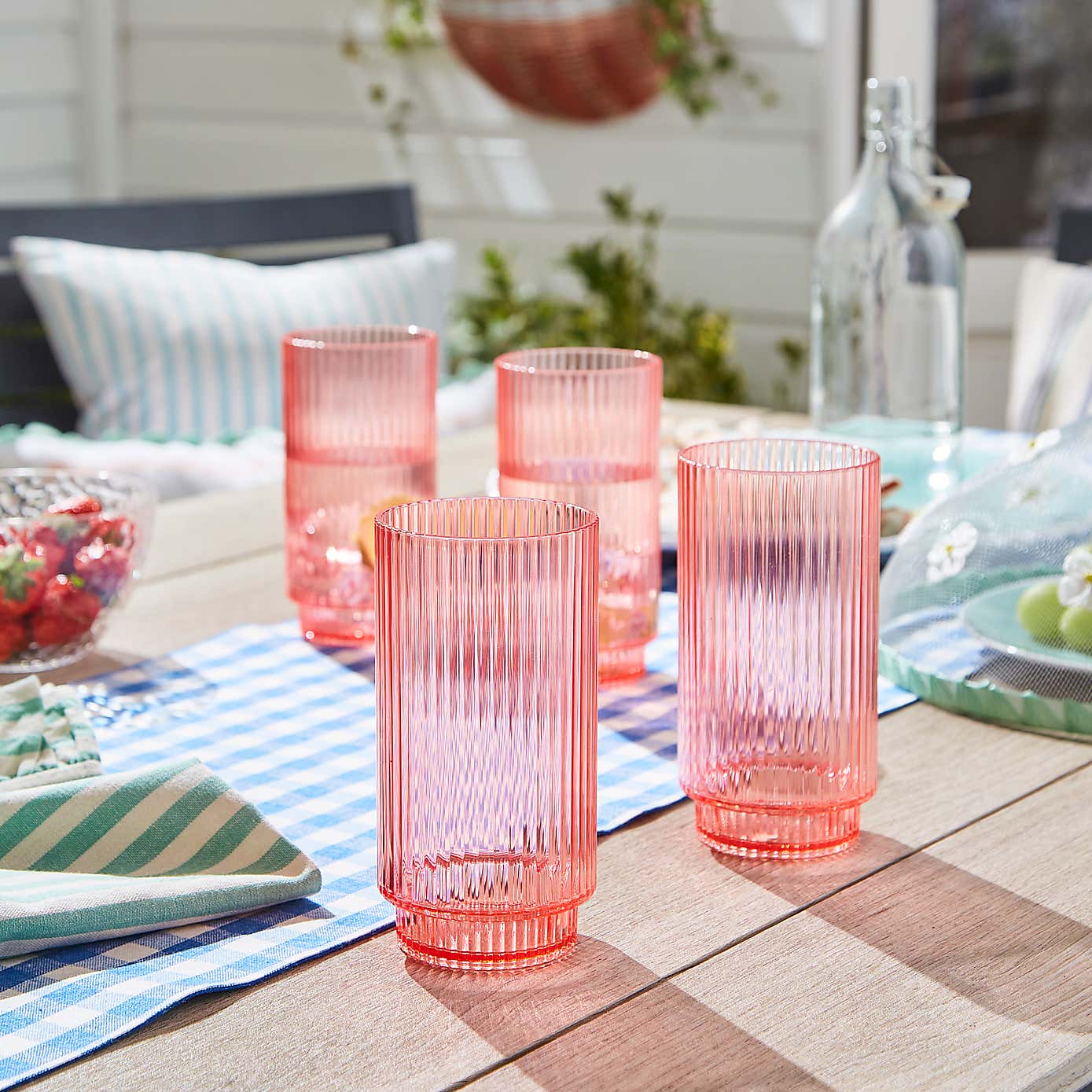 Ribbed Acrylic Tumbler Glass
