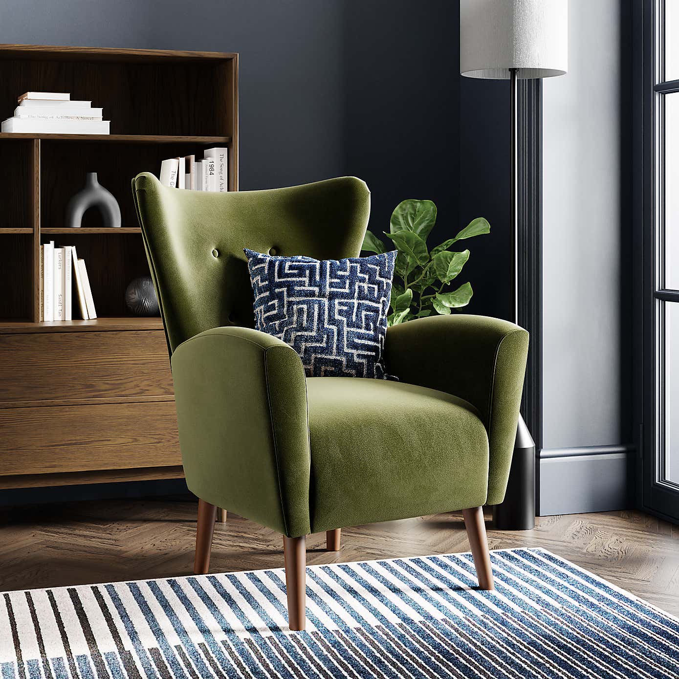 Sven Velvet Modern Wing Chair