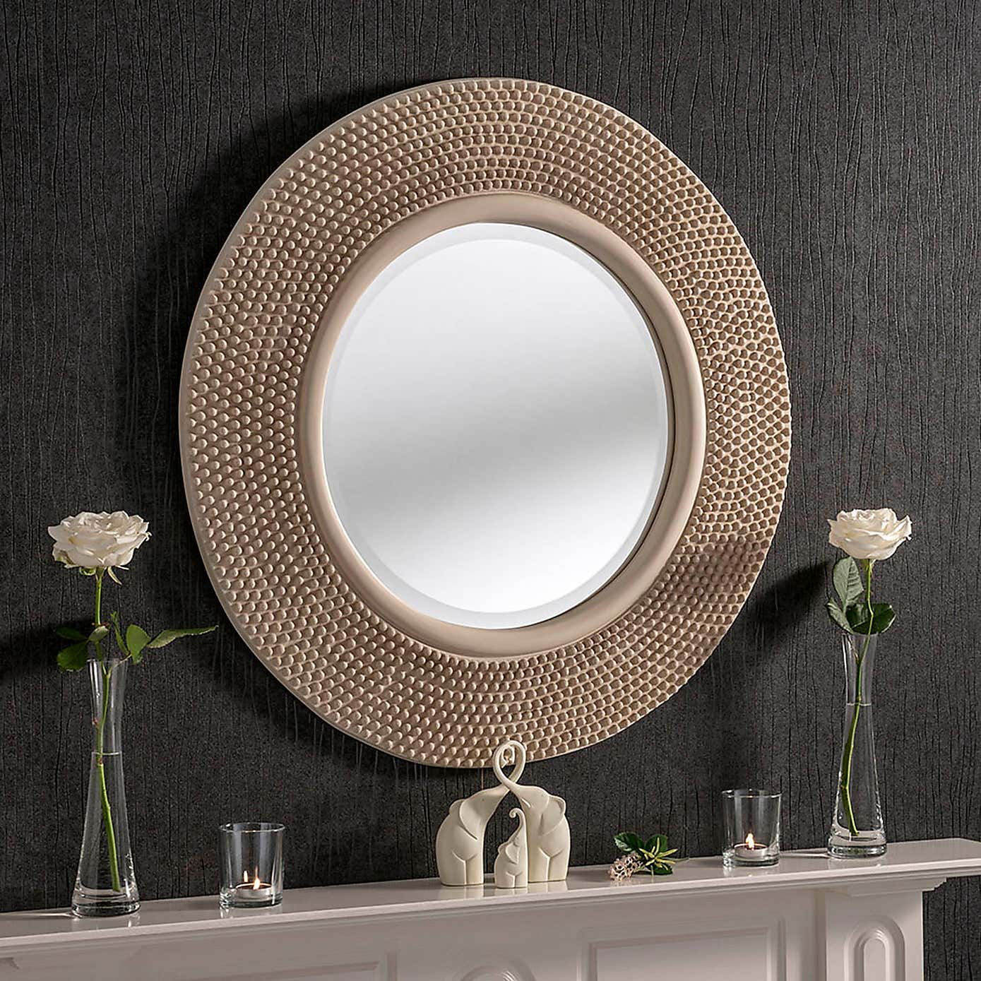 Yearn Round Beaded Wall Mirror