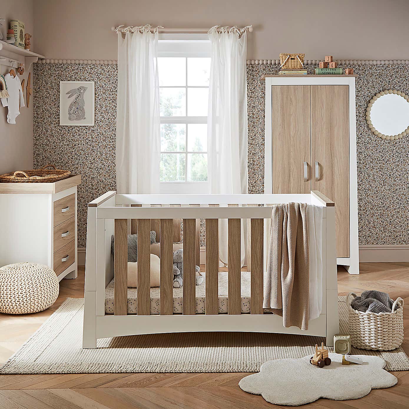 CuddleCo Ada 3 Piece Nursery Furniture Set, White Ash