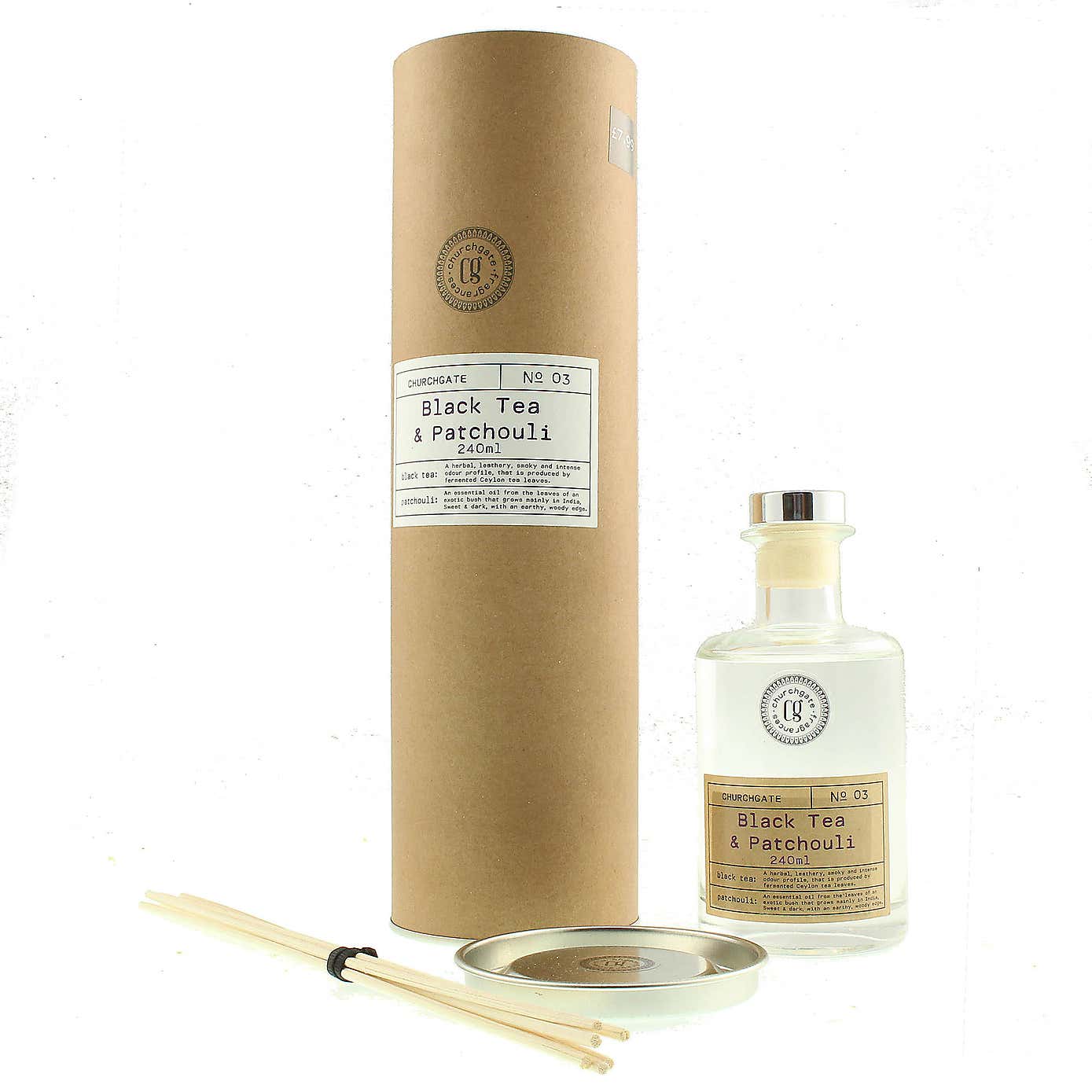 Churchgate Black Tea and Patchouli 240ml Reed Diffuser