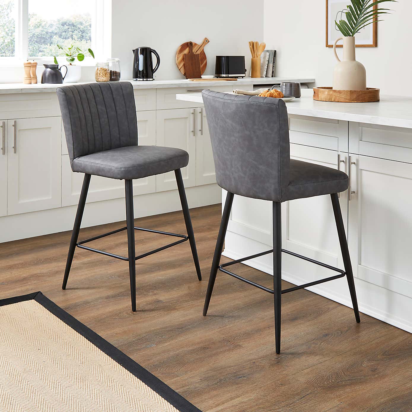 Taylor Counter Height Bar Stool, Grey Faux Leather