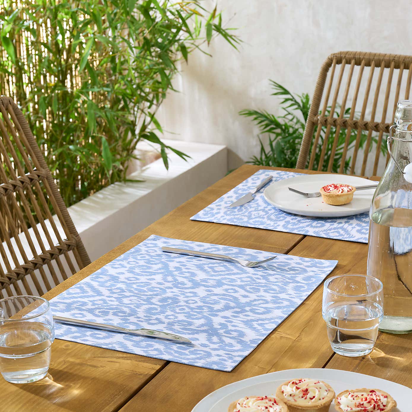 Set of 2 Light Blue Ikat Placemat