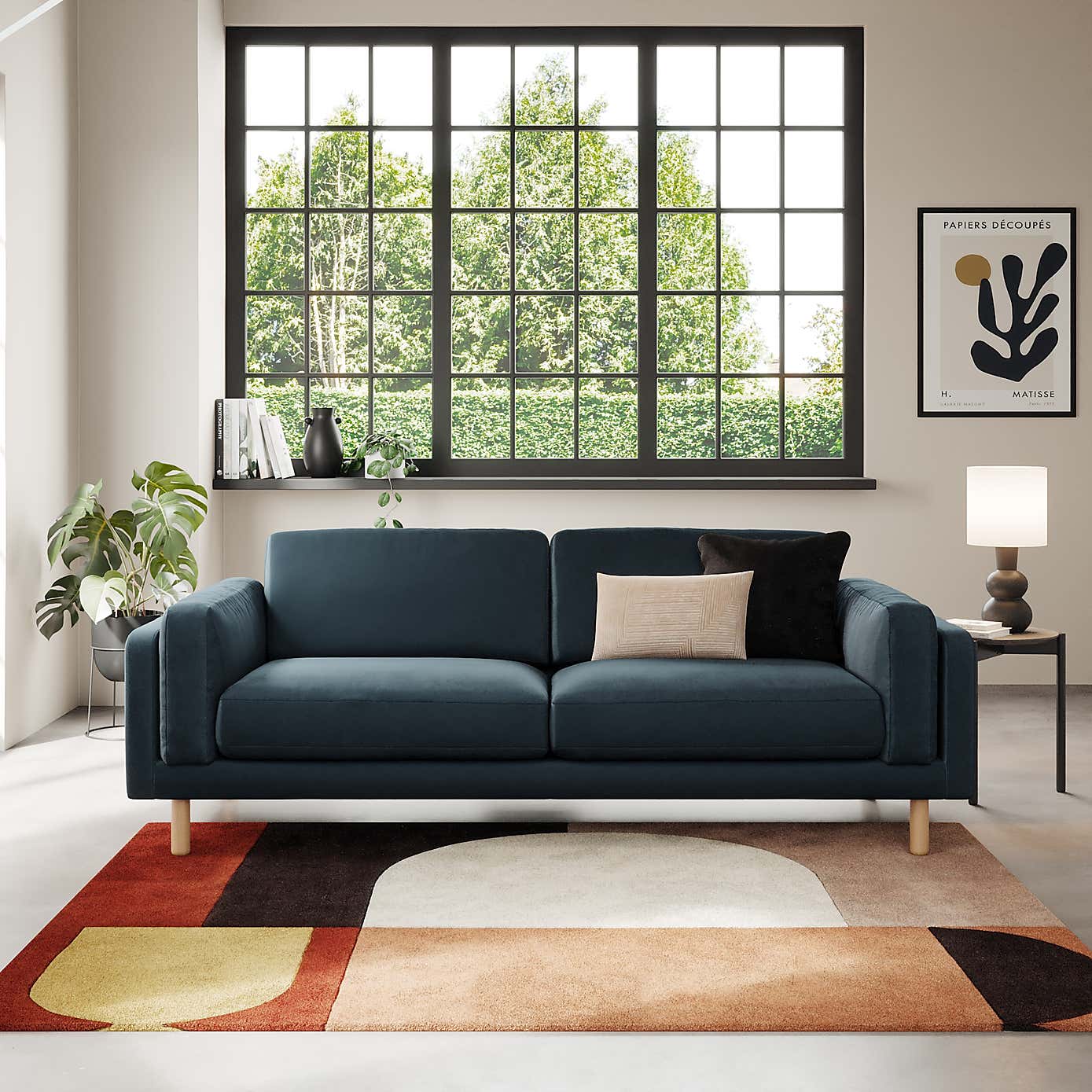 Newton Matte Plush Velvet 4 Seater Sofa