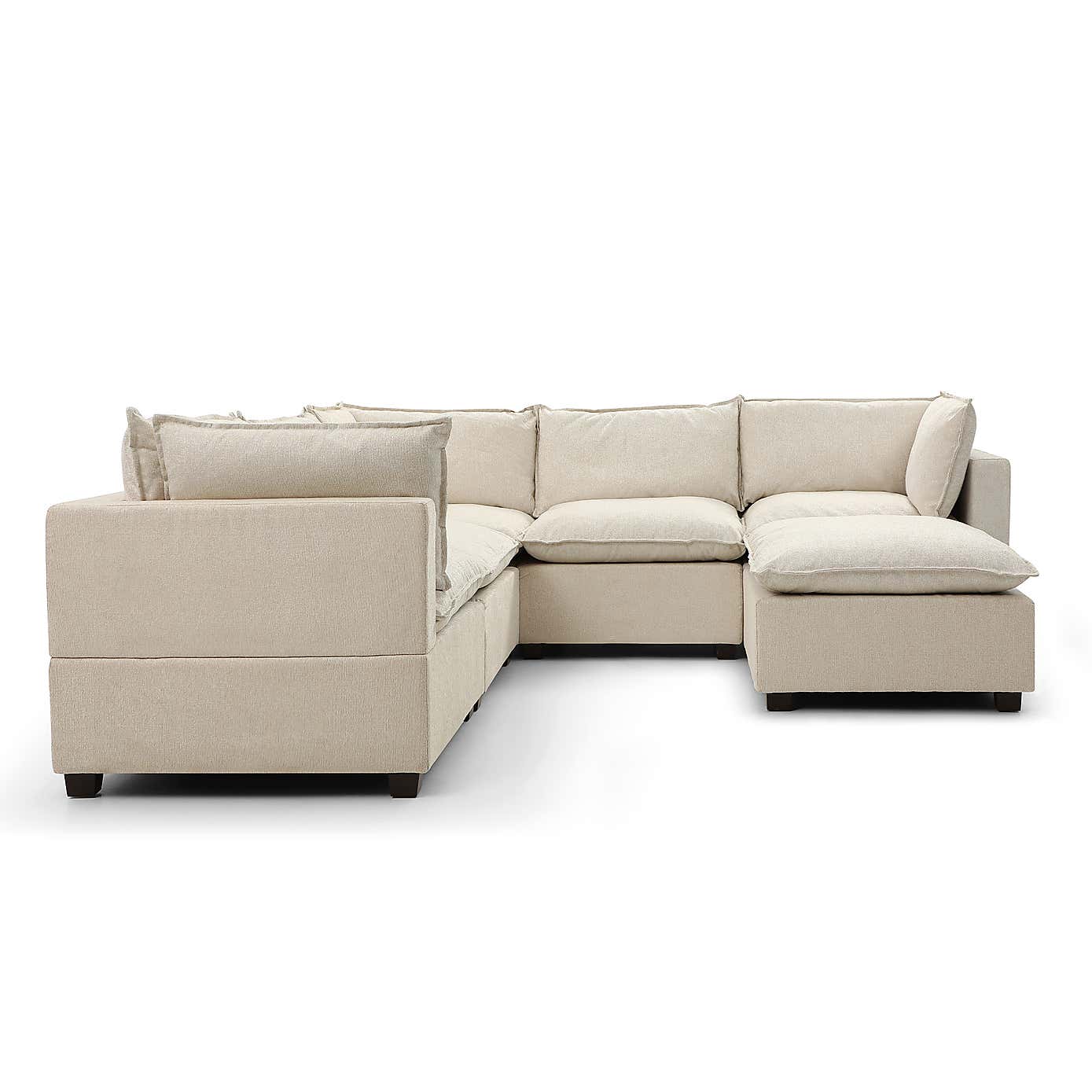 Moda Corner Modular Sofa with Chaise, Natural Boucle