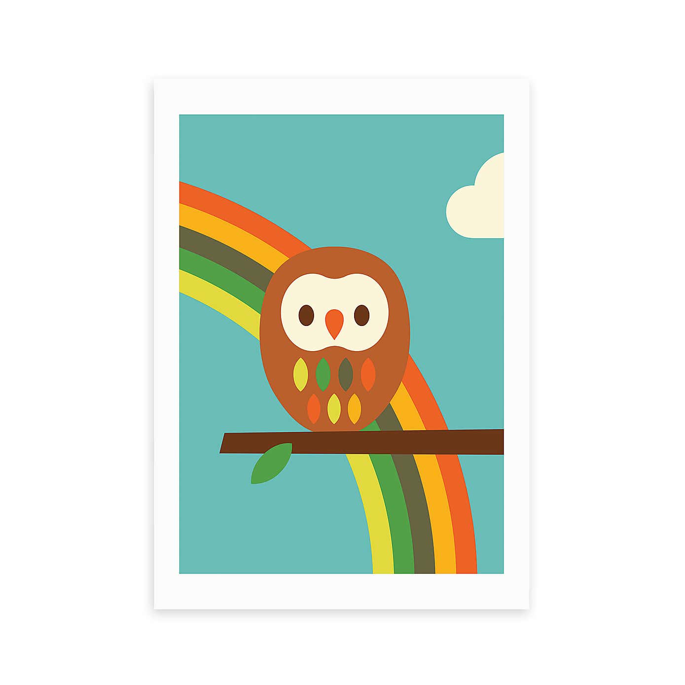 East End Prints Owl and Rainbow Print