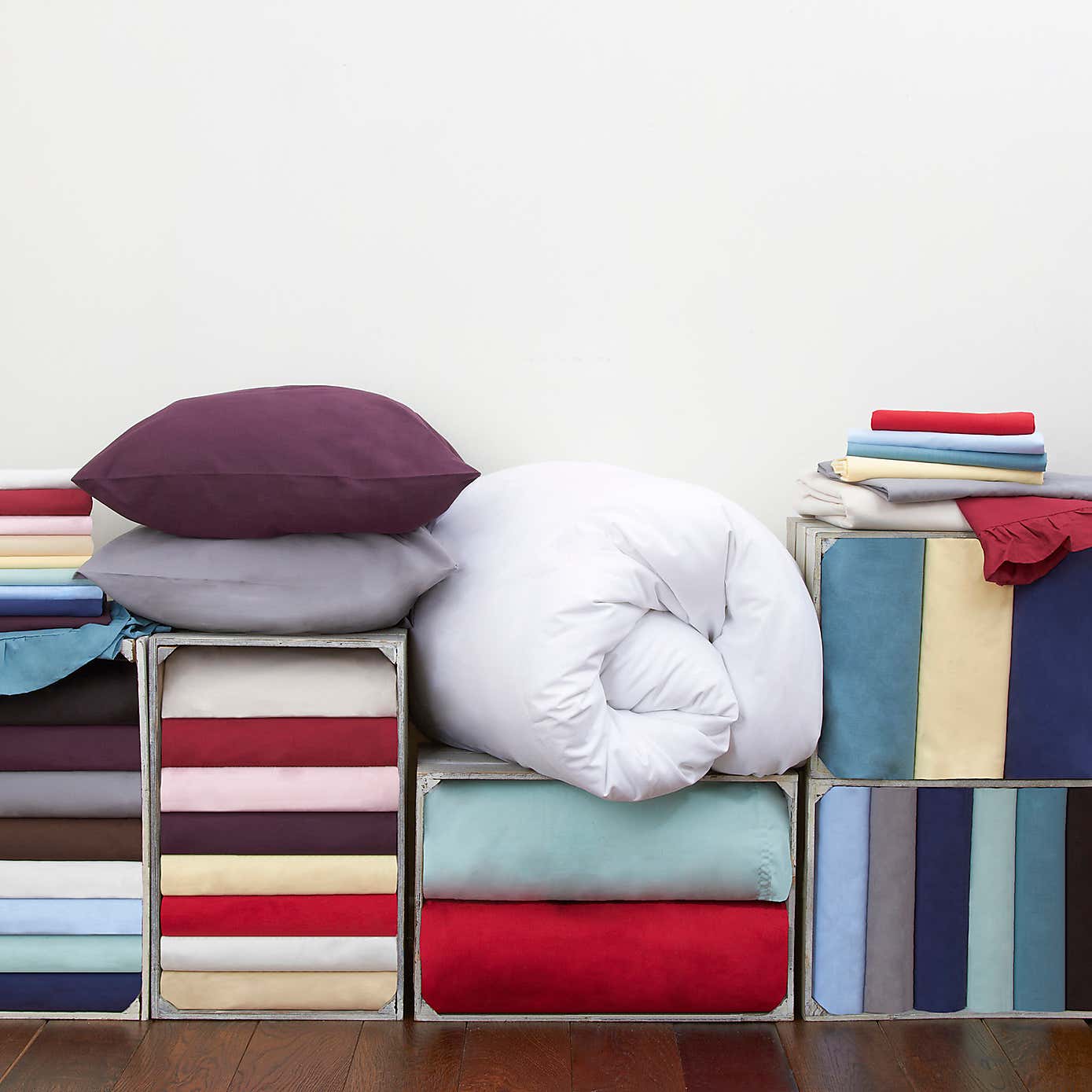 Non Iron Plain Dye White Fitted Valance