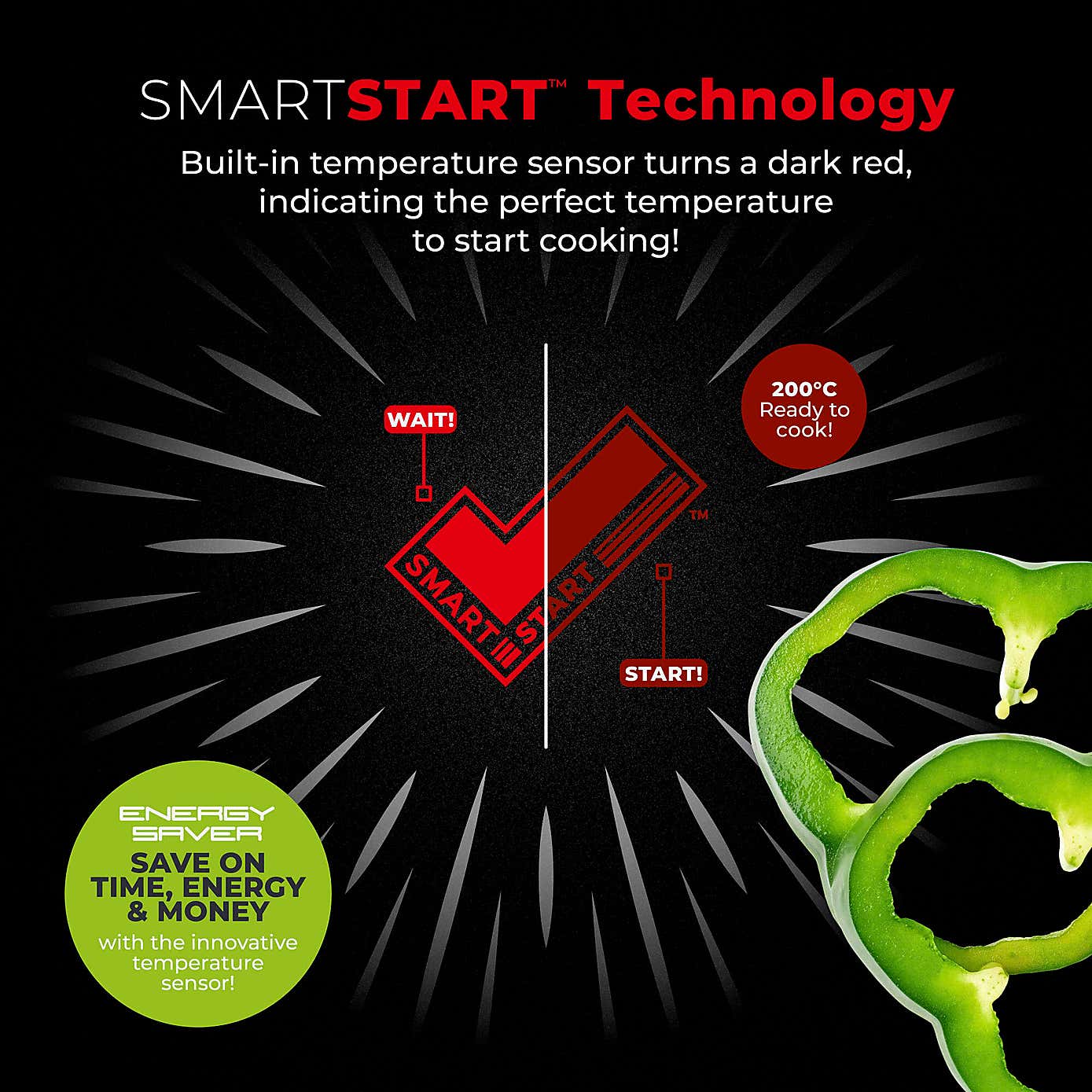 Tower Smart Start Non-Stick Forged Aluminium Wok, 28cm