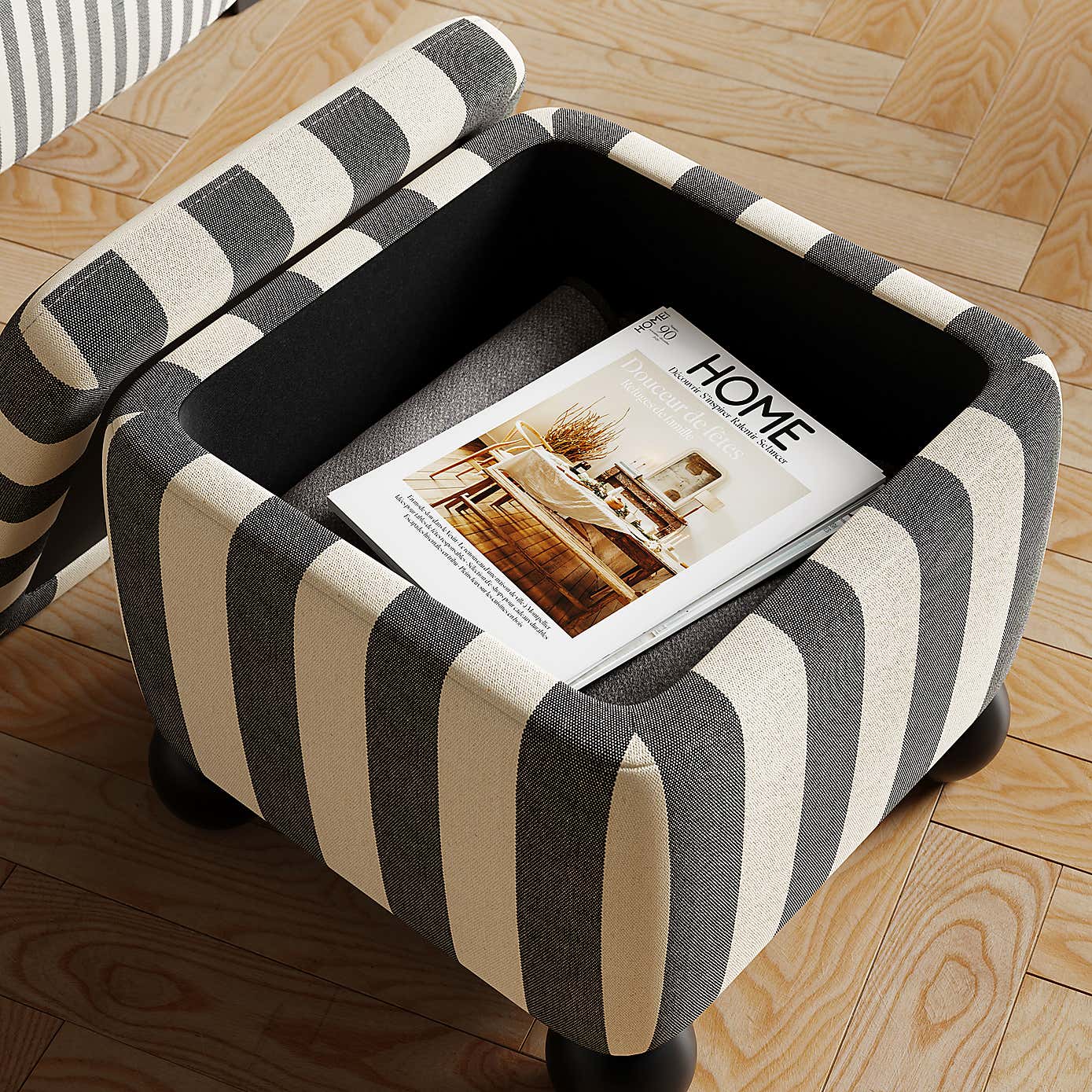 Nylah Linford Stripe Storage Footstool