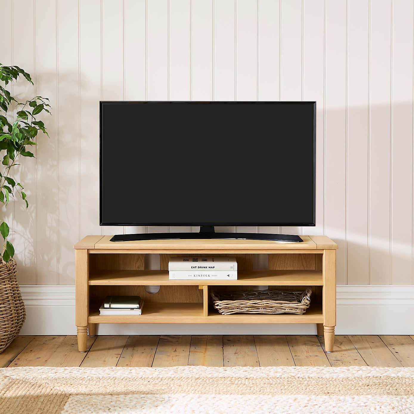 Churchgate Walcote Open Small TV Unit for TVs up to ", Oak