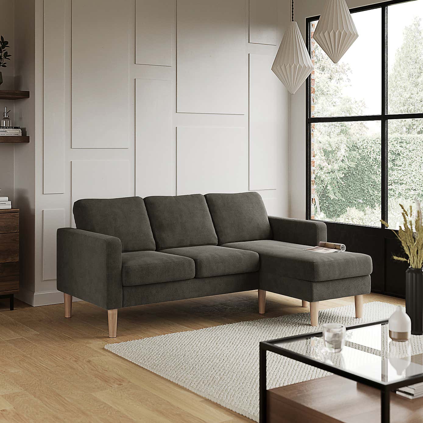 Jacob Cord Compact Corner Chaise Sofa