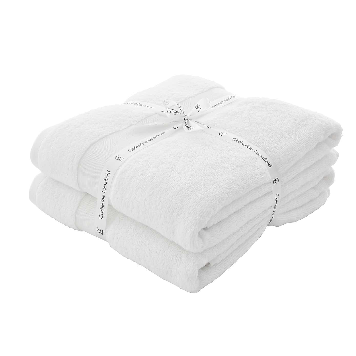 Set of 2 Catherine Lansfield Anti Bacterial Bath Sheets